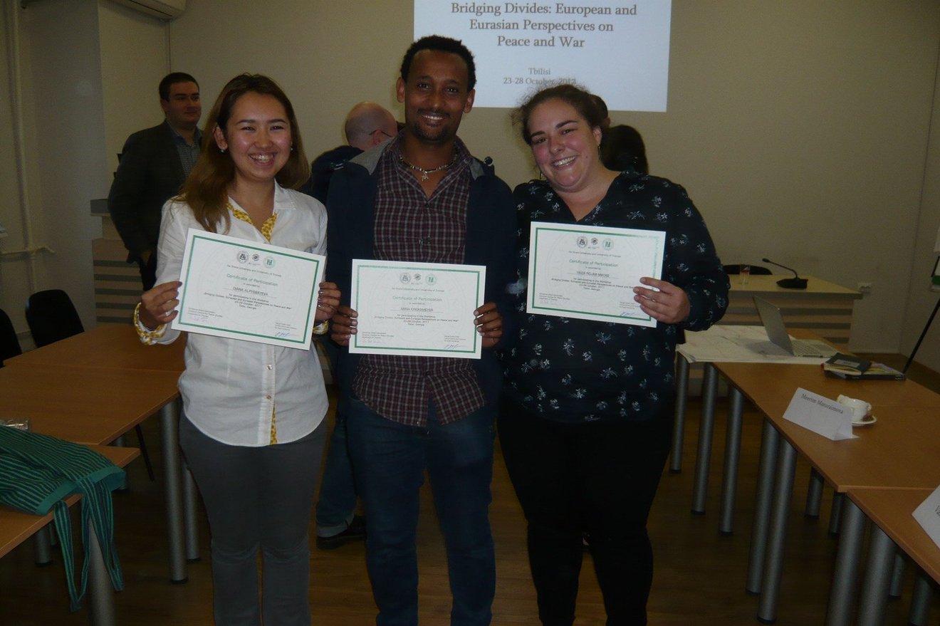 MPS students from Kazakhstan, Ethopia and Spain at the end of the EPSE workshop in Tbilisi (2017, photo private).