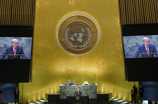 UN-Generalsekretär Antonio Guterres eröffnet die 76. Sitzung der UN-Generalversammlung